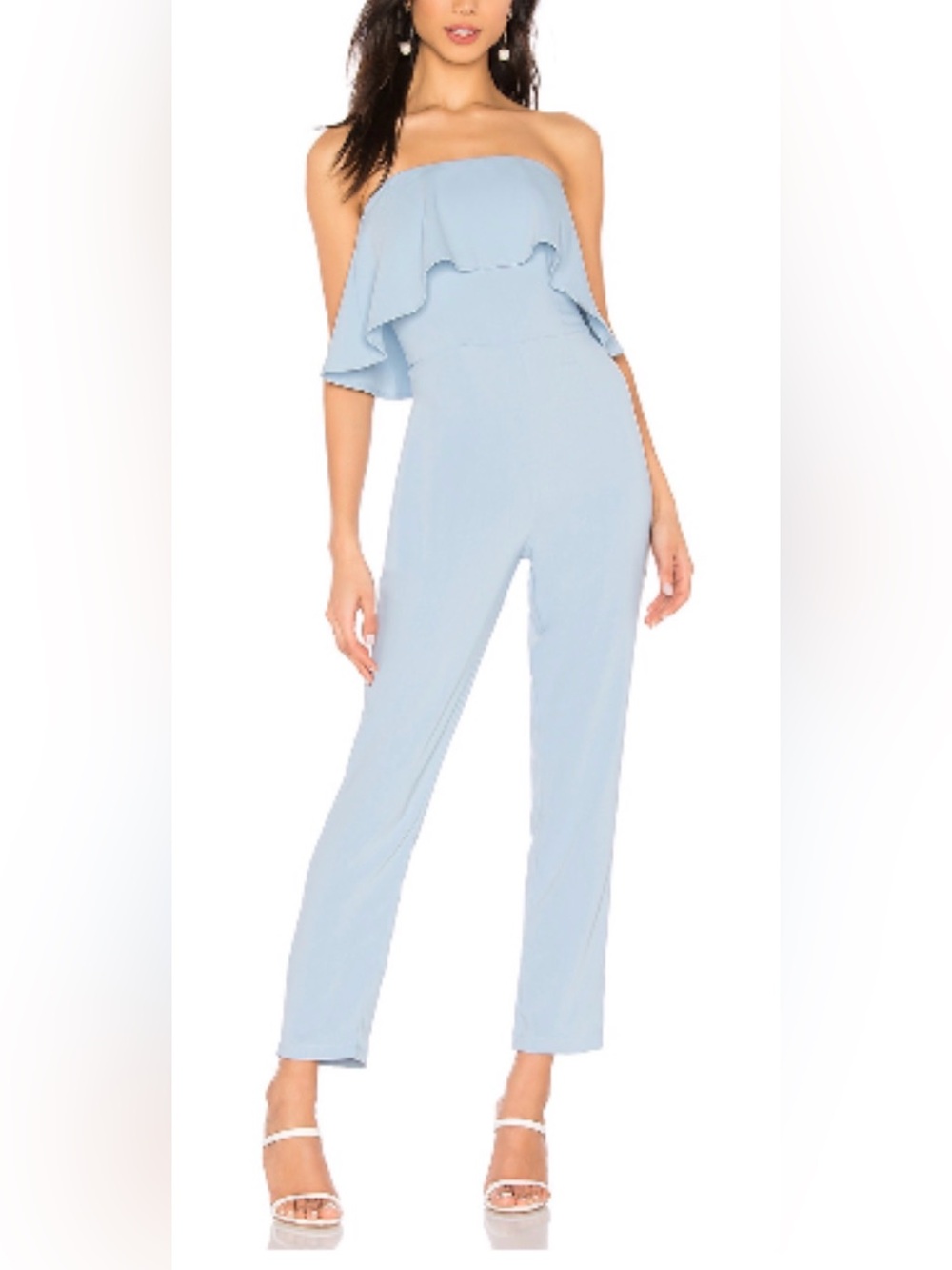 superdown‎ Light Blue Wide-Leg Jumpsuit with Ruffle Bodice